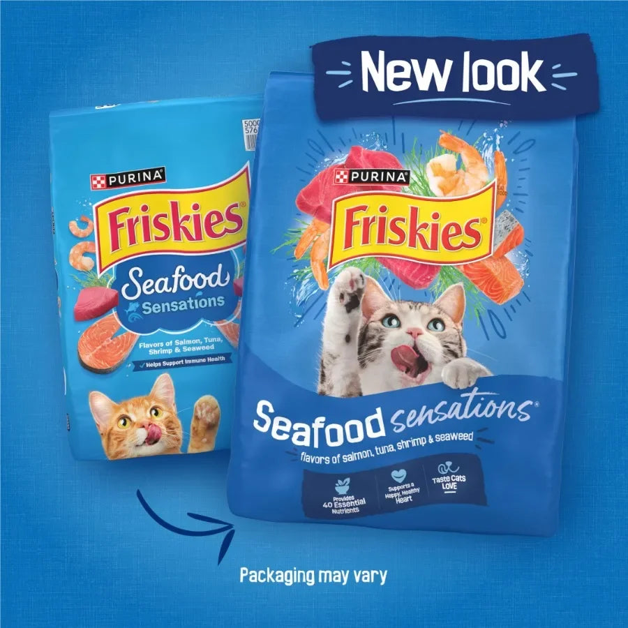 Dry Cat Food Seafood Sensations with Salmon, Tuna, and Shrimp Flavors, 16 lb Bag