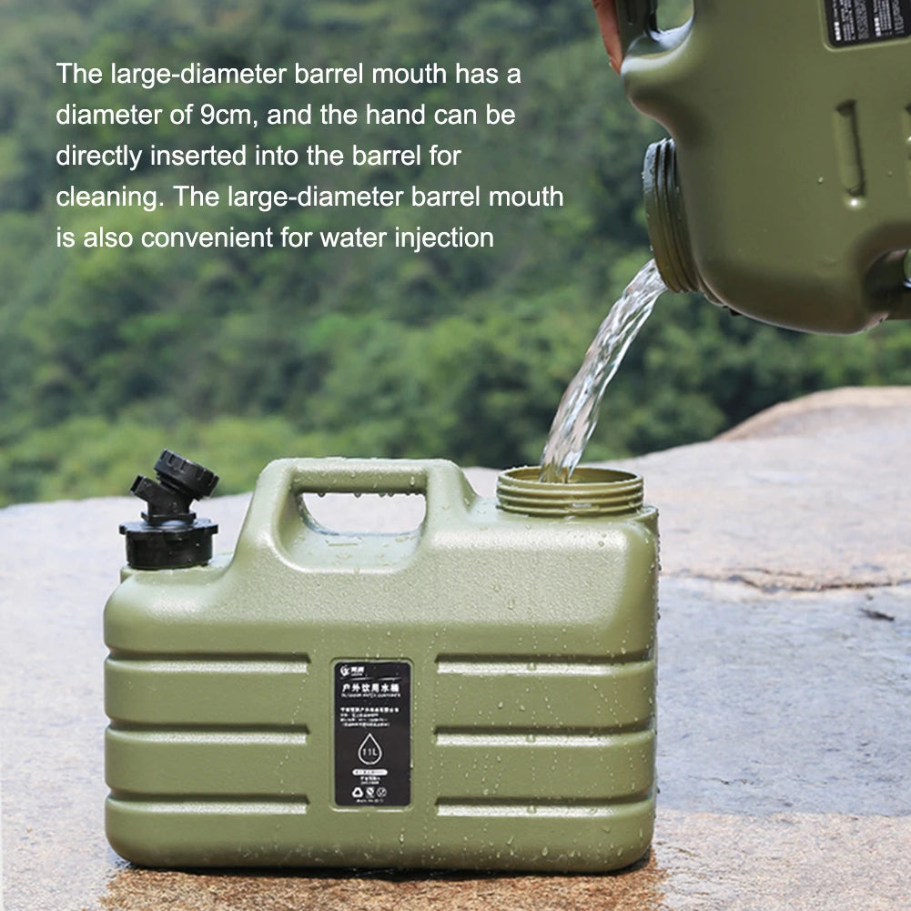 11L Camping Bucket Water Storage Large Capacity Portable Camp Water Bag with Detachable Faucet for Camping Fishing Picnic Hiking