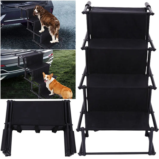 4 Steps Pet Ramp Foldable Dog Pet Ramp With Nonslip Surface Pet Ladder Dog Car Steps Folding Pet Stairs Ramp for Car
