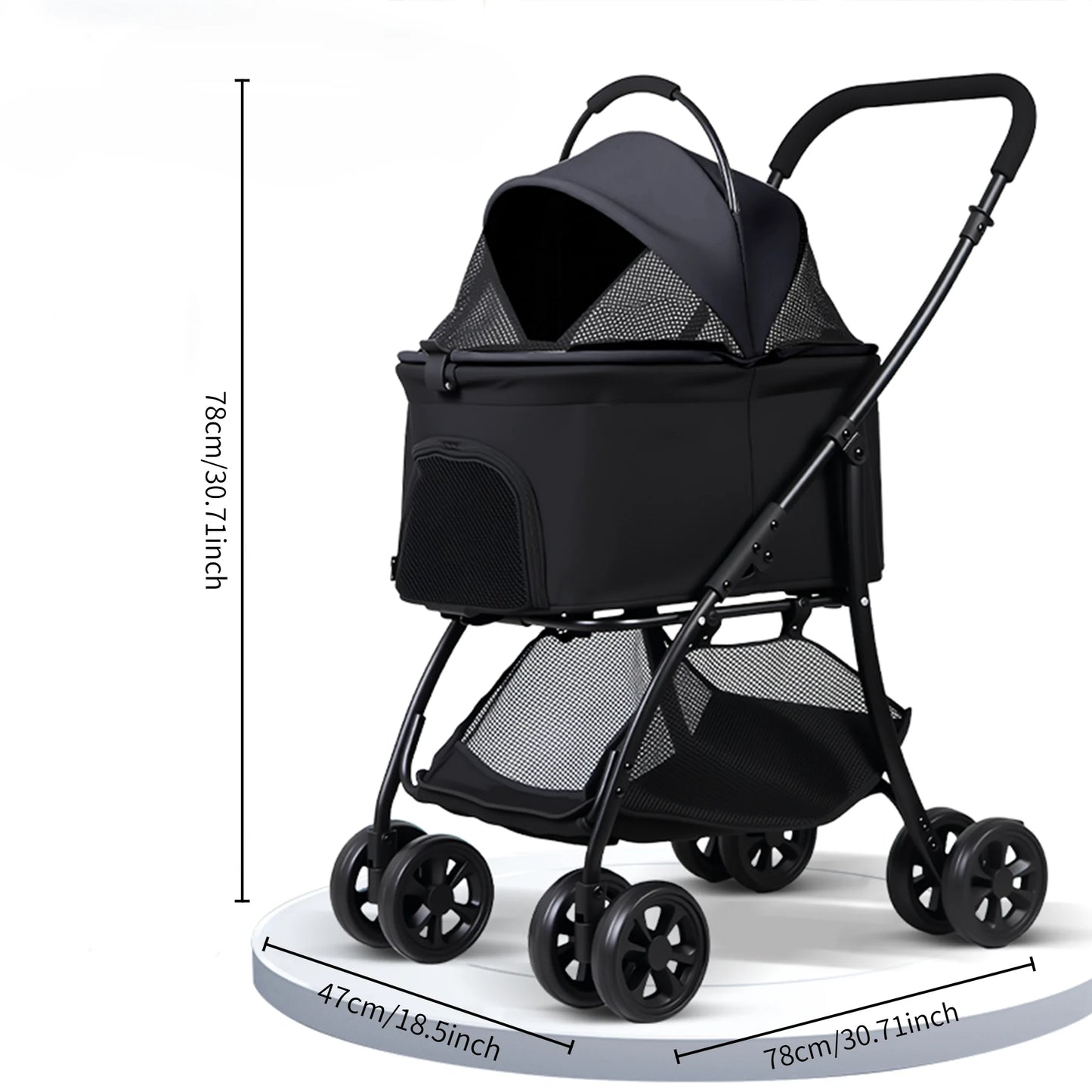2 in 1 Detachable Pet Stroller, Lightweight 5.6kg Foldable Dog Cat Stroller with 360° Rotating Wheels, Portable Travel Pet Carrier for Small Medium Dogs Cats Outdoor Walking, 3 Colors