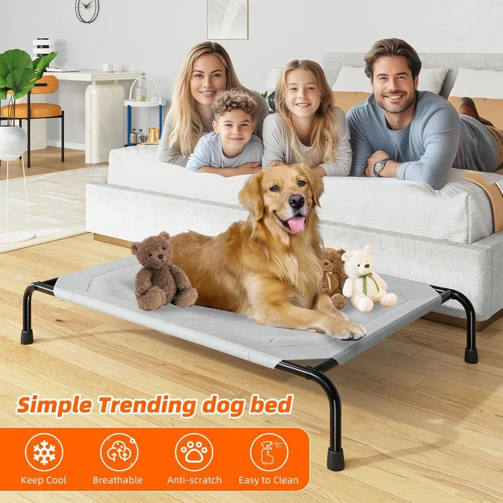 Elevated Dog Bed for Large Breeds, Waterproof Cooling Cot, 200lb Capacity, 47.75"x30.5" Grey