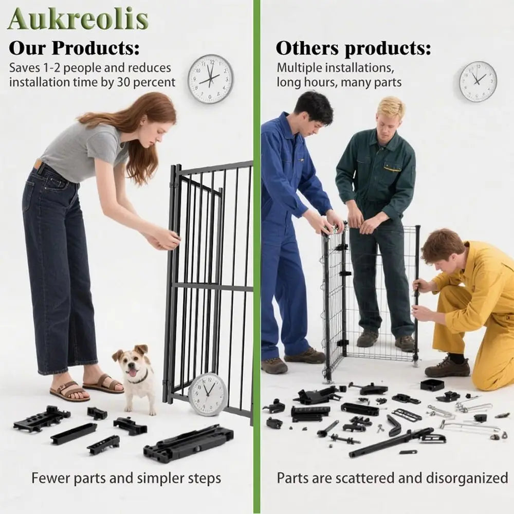 Durable 10 FT x 10 FT Outdoor Dog Kennel with Feeding Door, Roof, and Double Safety Locks