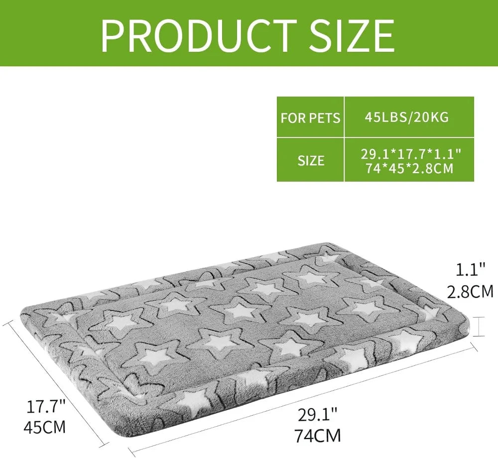 Reversible Dog Crate Pad - Cool & Warm, Machine Washable, Cozy Star Pattern, All-Season Pet Bed for Small, Medium, Large Dogs, 30" x 20"