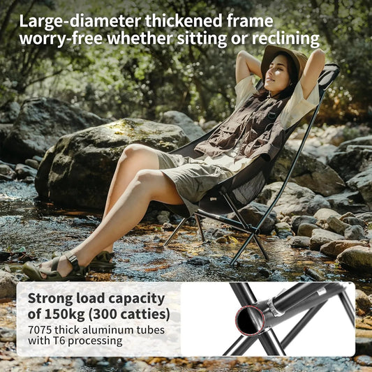 Ultralight Folding Chair L04 150kg Load Capacity for Fishing, Picnic, Outdoor Hiking Moon Chair Portable Relax Chair