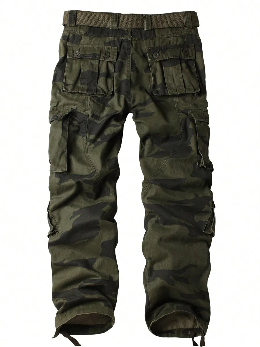 Mens Camo Cargo Pants Cotton Casual Work Hiking Pants With 8 Pockets