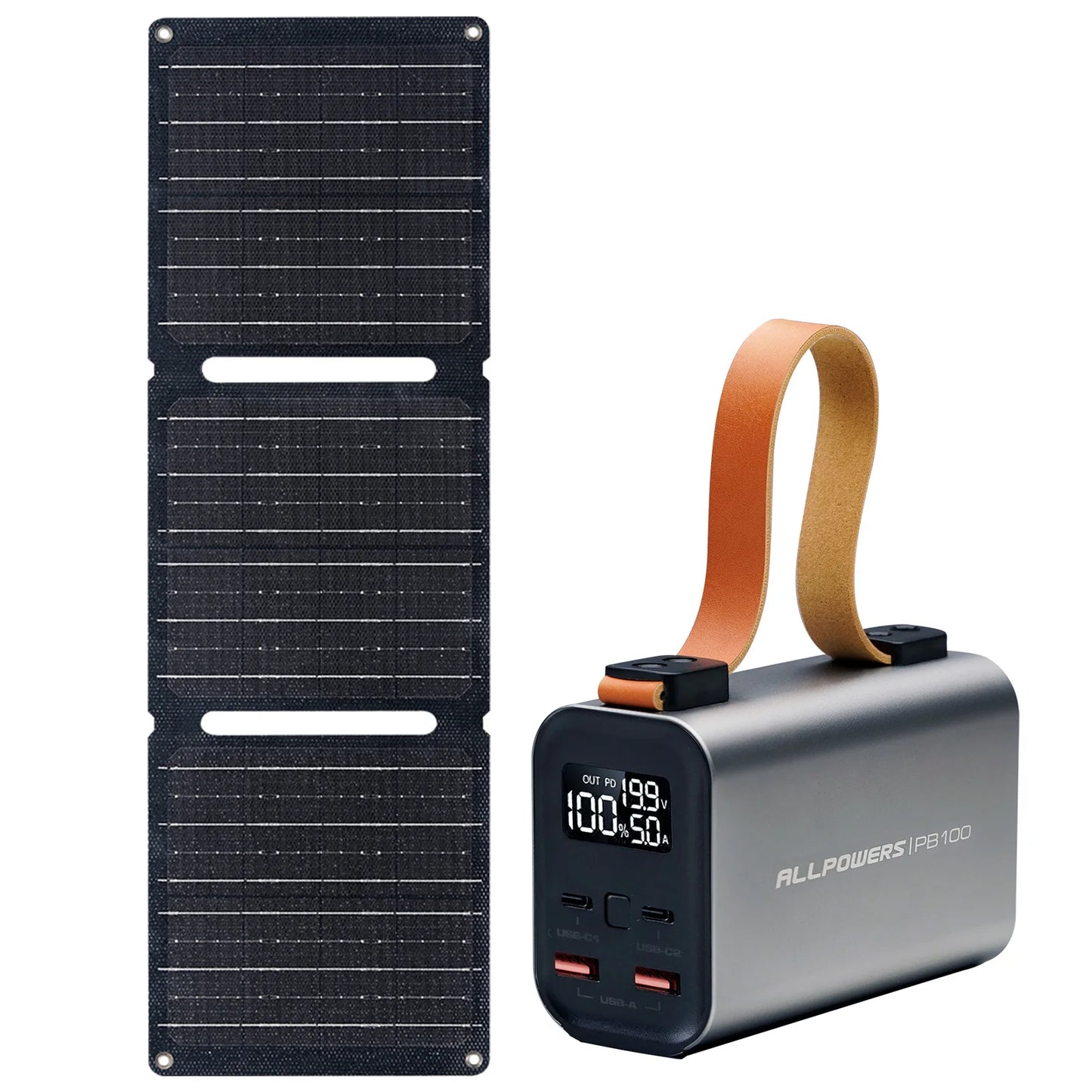 Power Bank PB 100W Fast Charging Powerbank with 21W Solar Panel Portable Battery Charger For Laptop Phone Camping