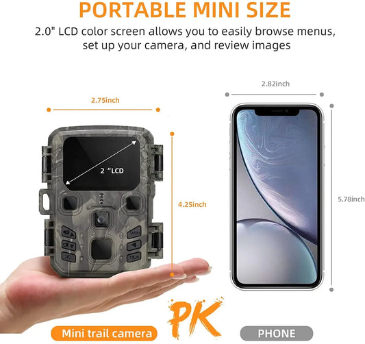 Mini301 Trail Hunting Camera 24MP 1080P Full HD Video 0.3s Fast Trigger 22PCS 850nm IR LEDs Night Vision IP65 Waterproof Wildlife Scouting Monitor Camera