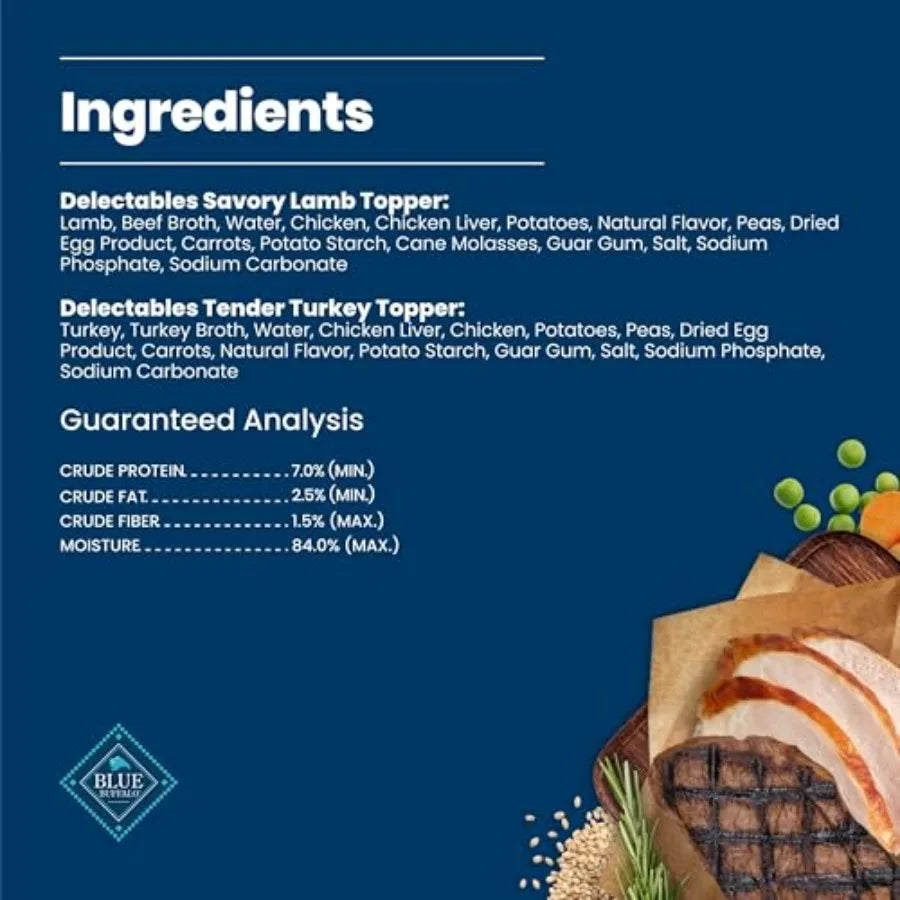 Delectables Variety Pack Natural Wet Dog Food Topper Savory Tender Cuts in Gravy with Natural Ingredients, Vitamins & Minerals