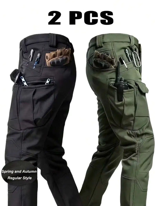 2-Pack Men’s Tactical Cargo Pants With 9 Utility Pockets For Hiking, Camping, Fishing And Outdoor Use