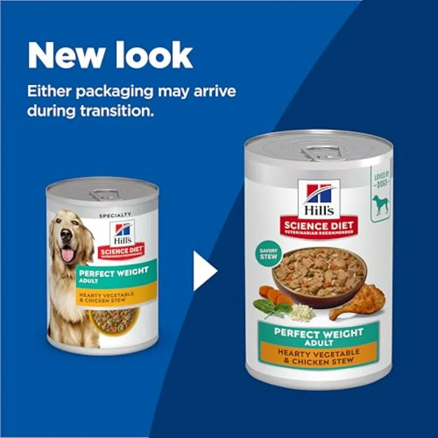 Adult Perfect Weight Wet Dog Food, Hearty Vegetable Stew,.Cans, 12-Pack