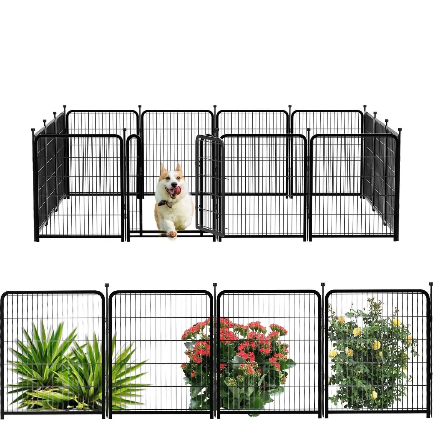 Dog Pet Fence Indoor/Outdoor,40"Height 8/16 Panels, Portable Metal Pet Exercise Pen for RV Camping Garden Yard, Wide Door
