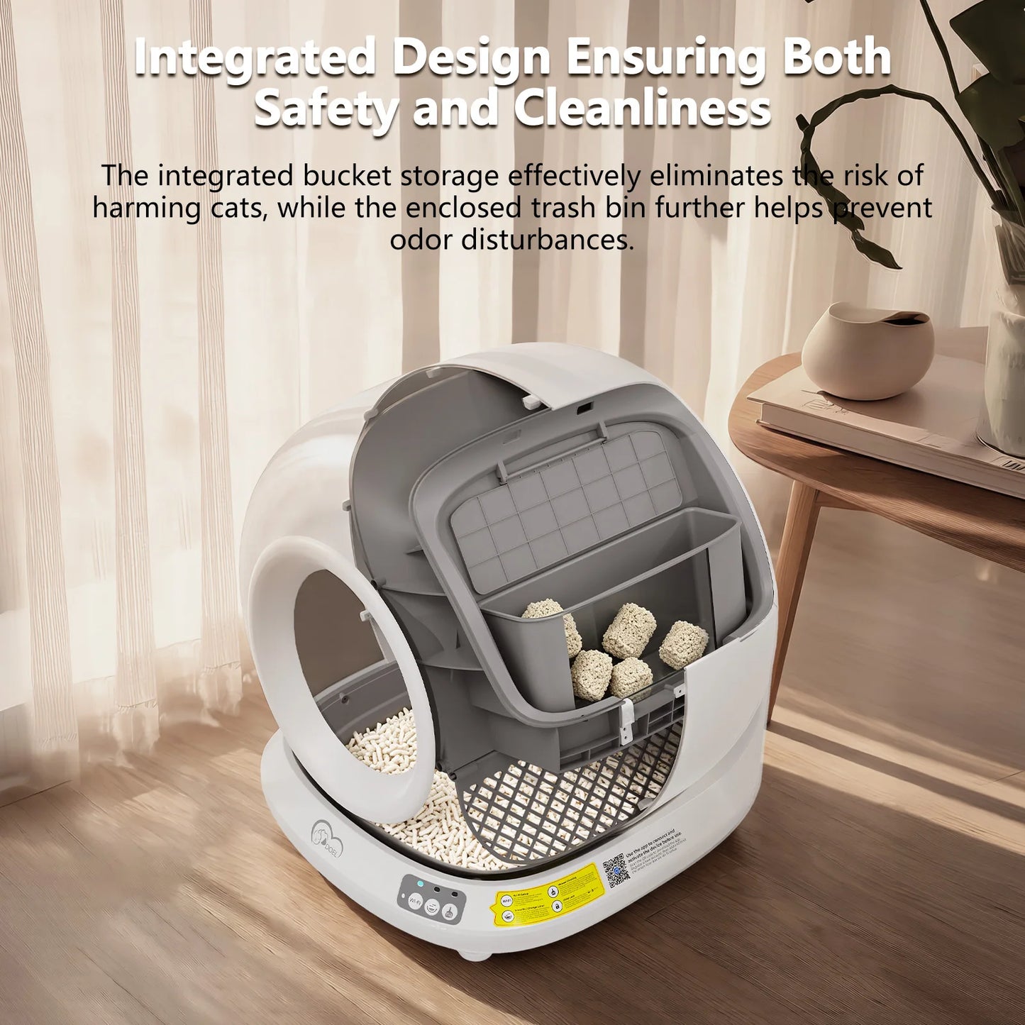 Smart Self-Cleaning Cat Litter Box With App Control, Only Supports 2.4G WiFi, 78L Capacity, Includes Trash Bags, 4 Sets Of Gravity Sensors For Cat Safety Compatible With Tofu & Mixed Litters, Automatic Cat Litter Box
