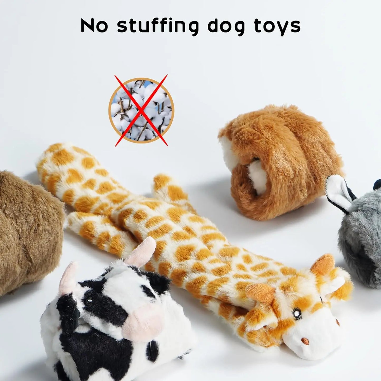 Dog Squeaky Toys, 5 PCS Crinkle Plush Dog Toys, No Stuffing Dog Toys for Small, Medium, Large Dogs, Stuffless Puppy Toys for Bored Dogs