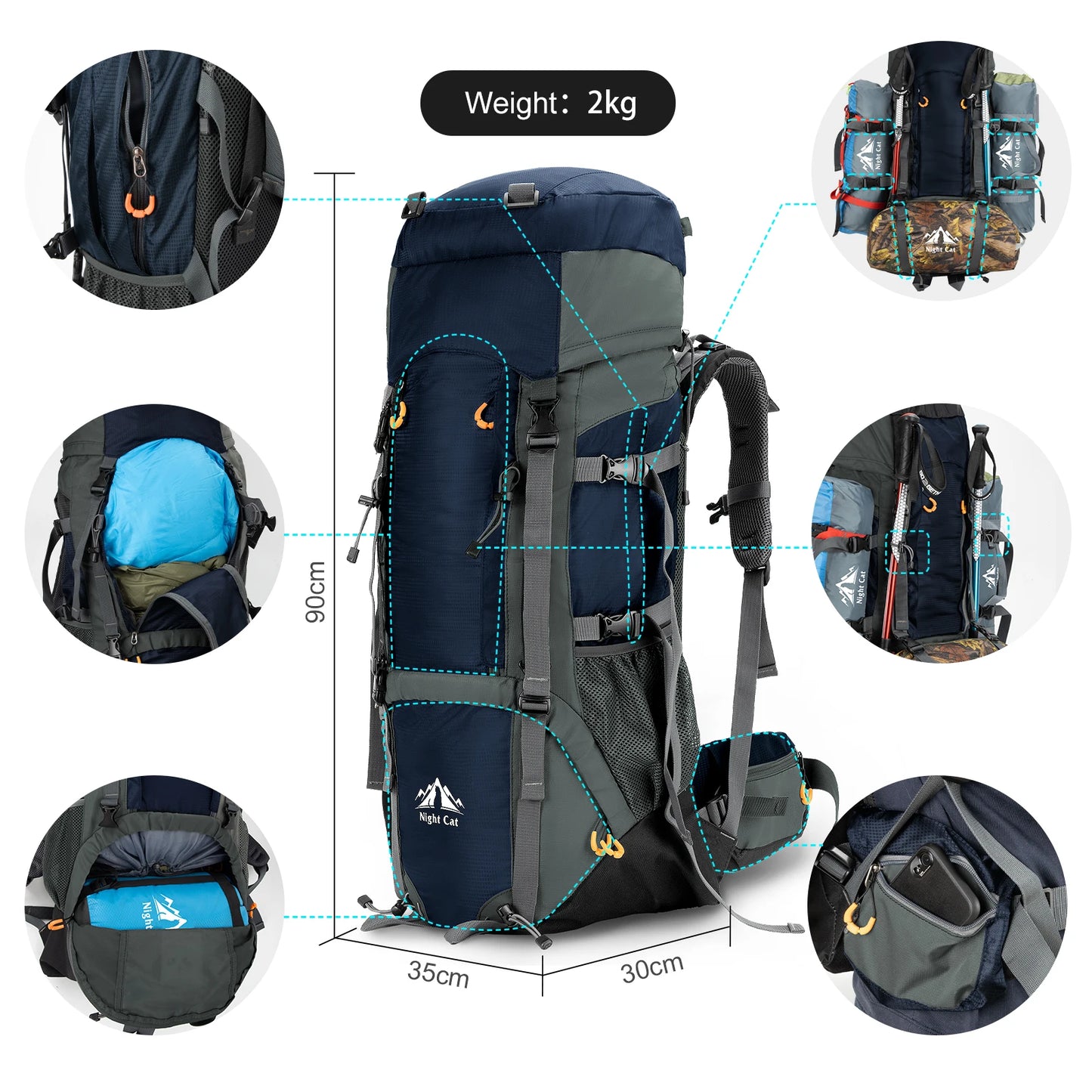 Camping Backpacks 90L with Internal Frame Hiking Backpack for Men Women Waterproof Lightweight Breathable Outdoor