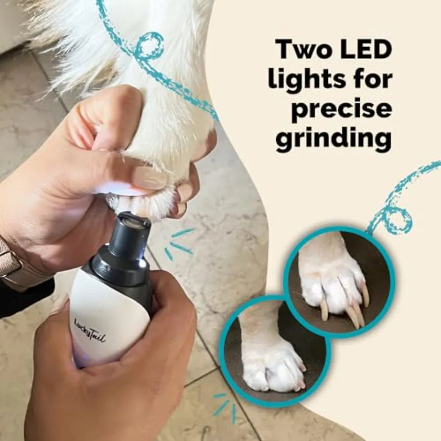 Pet Nail Grinder for Dogs and Cats - Super Quiet and Low Vibration Electric Dog Nail Grinder with 2 LED Lights - USB