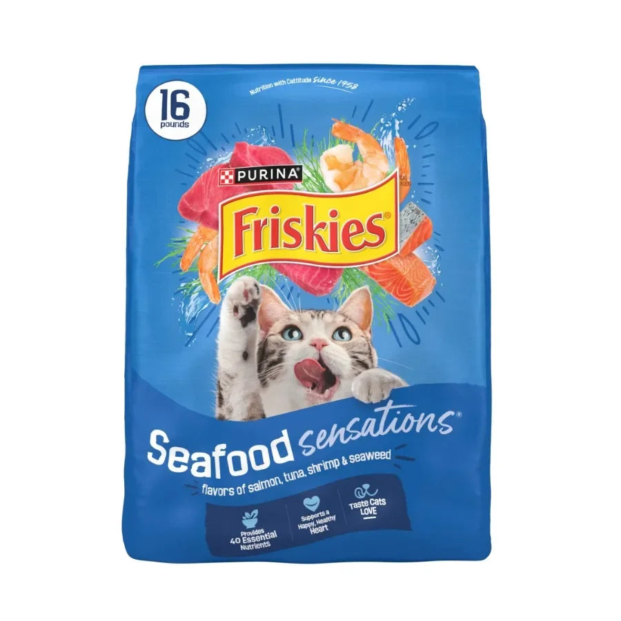 Dry Cat Food Seafood Sensations with Salmon, Tuna, and Shrimp Flavors, 16 lb Bag