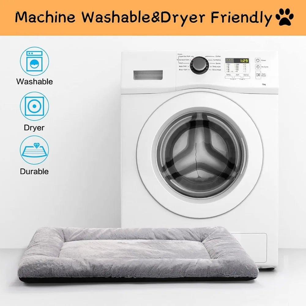 Washable Anti-Slip Dog Crate Pad for Medium/Large Dogs, Gray 42in