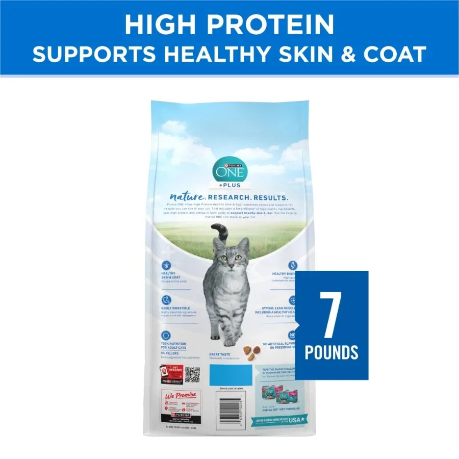 Plus Natural High Protein Dry Cat Food Salmon and Ocean Whitefish Skin and Coat Health Formula, 7 lb Bag
