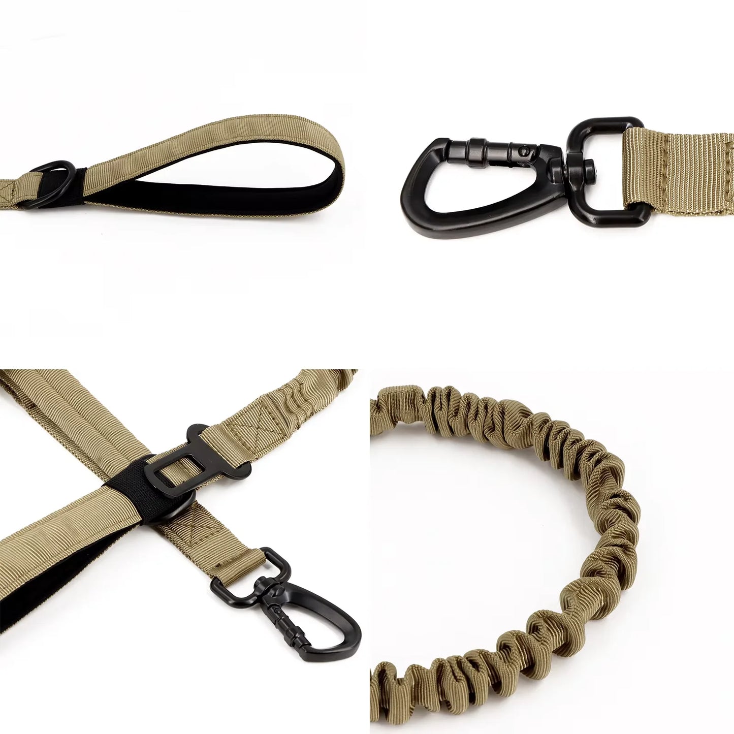 Military Adjustable Dog Leash Quick Release Elastic Rope With 2 Control Handles For Medium and Small Dogs Accessories