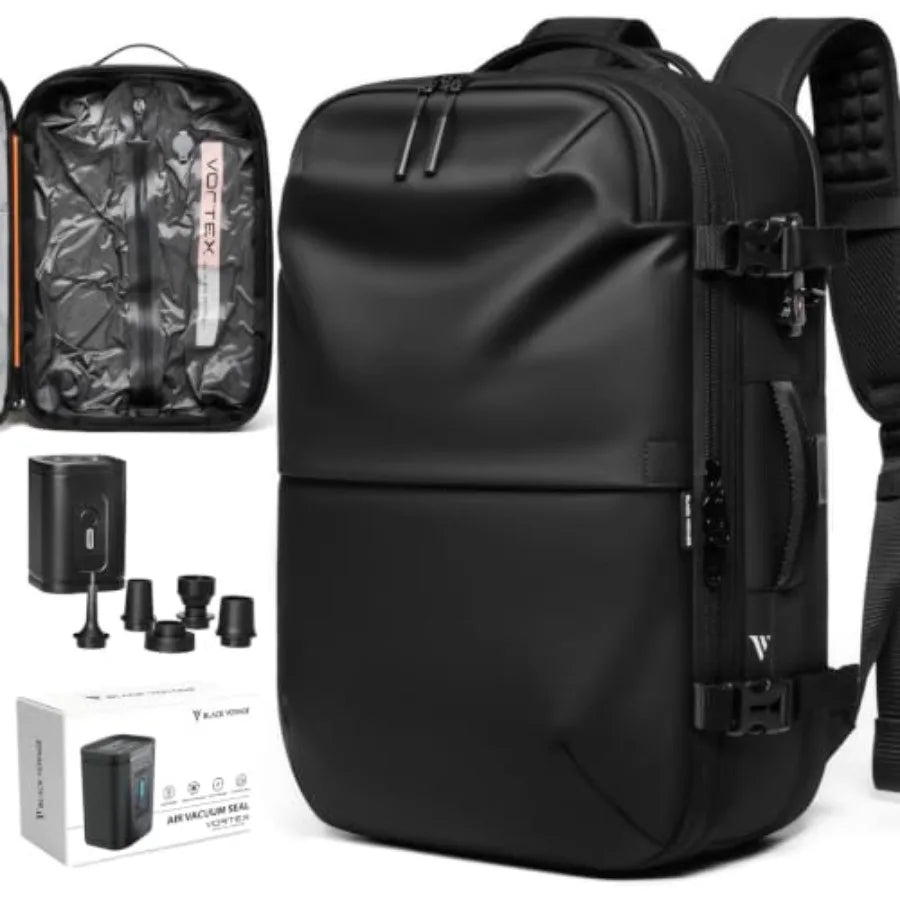 Vacuum Seal Travel Backpack 60L Expandable Air Compression System Water Resistant TSA Lock Carry-On