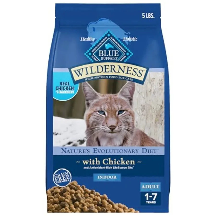 Wilderness Chicken Natural High-Protein Grain-Free Dry Food for Adult Indoor Cats, Real Chicken First, Antioxidant