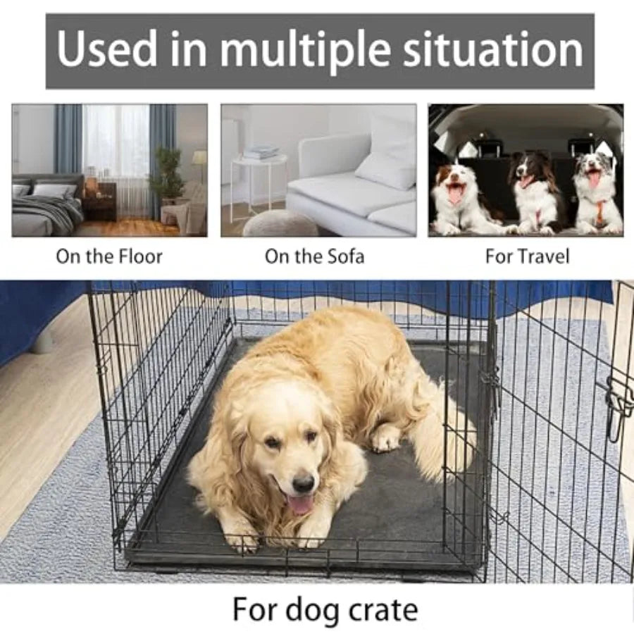 Dog Bed for Crate 1.1" Cooing Pad Reveribe Fanne and Waterproof Canvas for XXX Dog up to 130 b Fit 54" x 33" Basic Crate