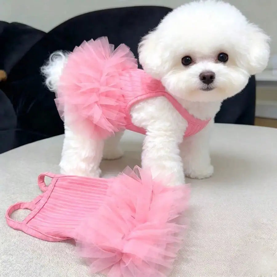 1pc Dog Pink Tutu Clothes Valentine Day Dresses Small Doggy Pet Sweet Outdoor Birthday Party Festival Outfit