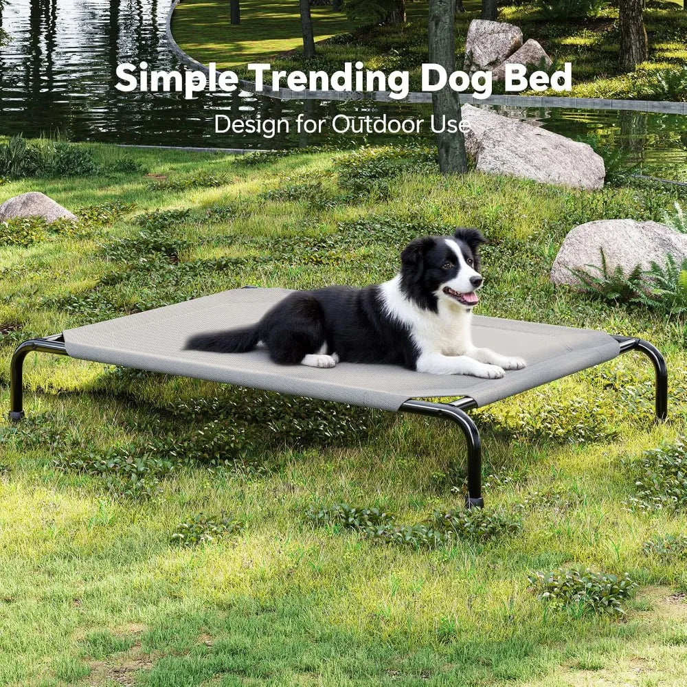 Elevated Dog Bed for Large Breeds, Waterproof Cooling Cot, 200lb Capacity, 47.75"x30.5" Grey