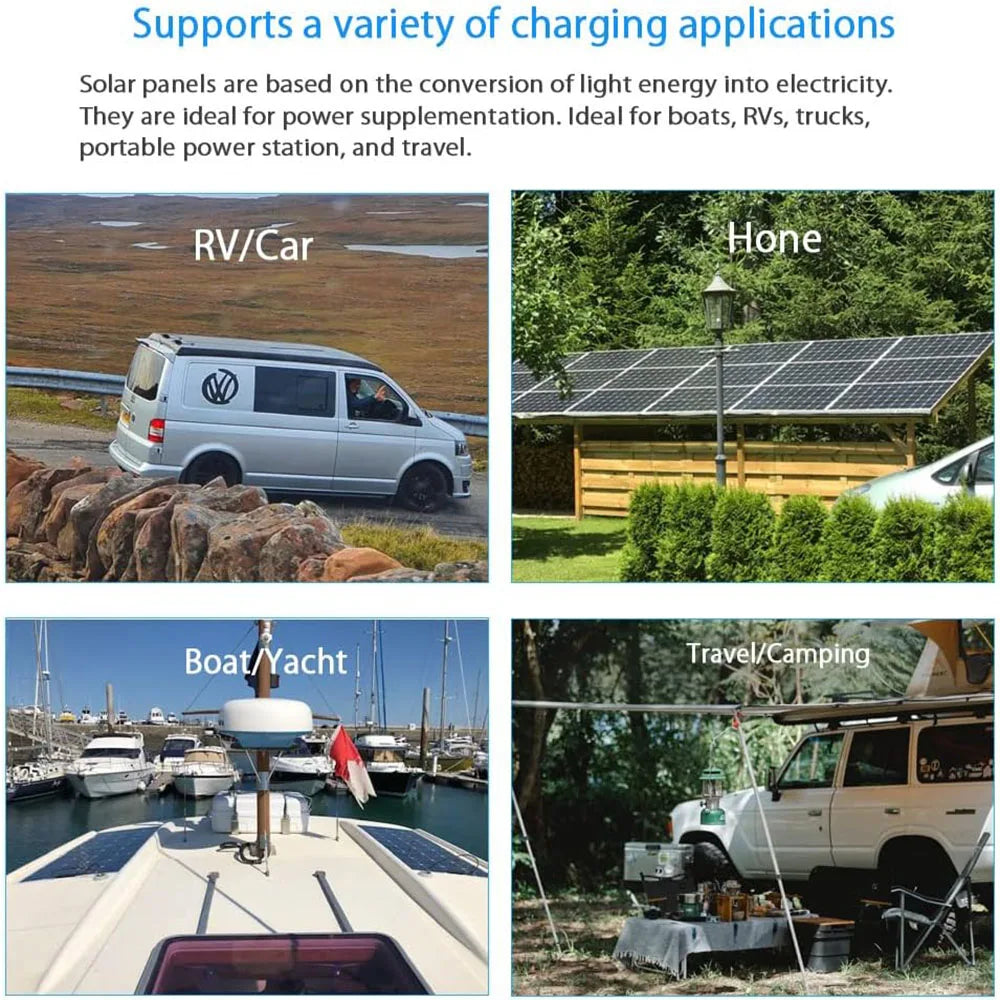 200W Solar Panels 100W Solar Panel 12V Solar Panel Kit 300W Flexible Solar Battery for RV Boat Cabin Tent Car Trailer Battery
