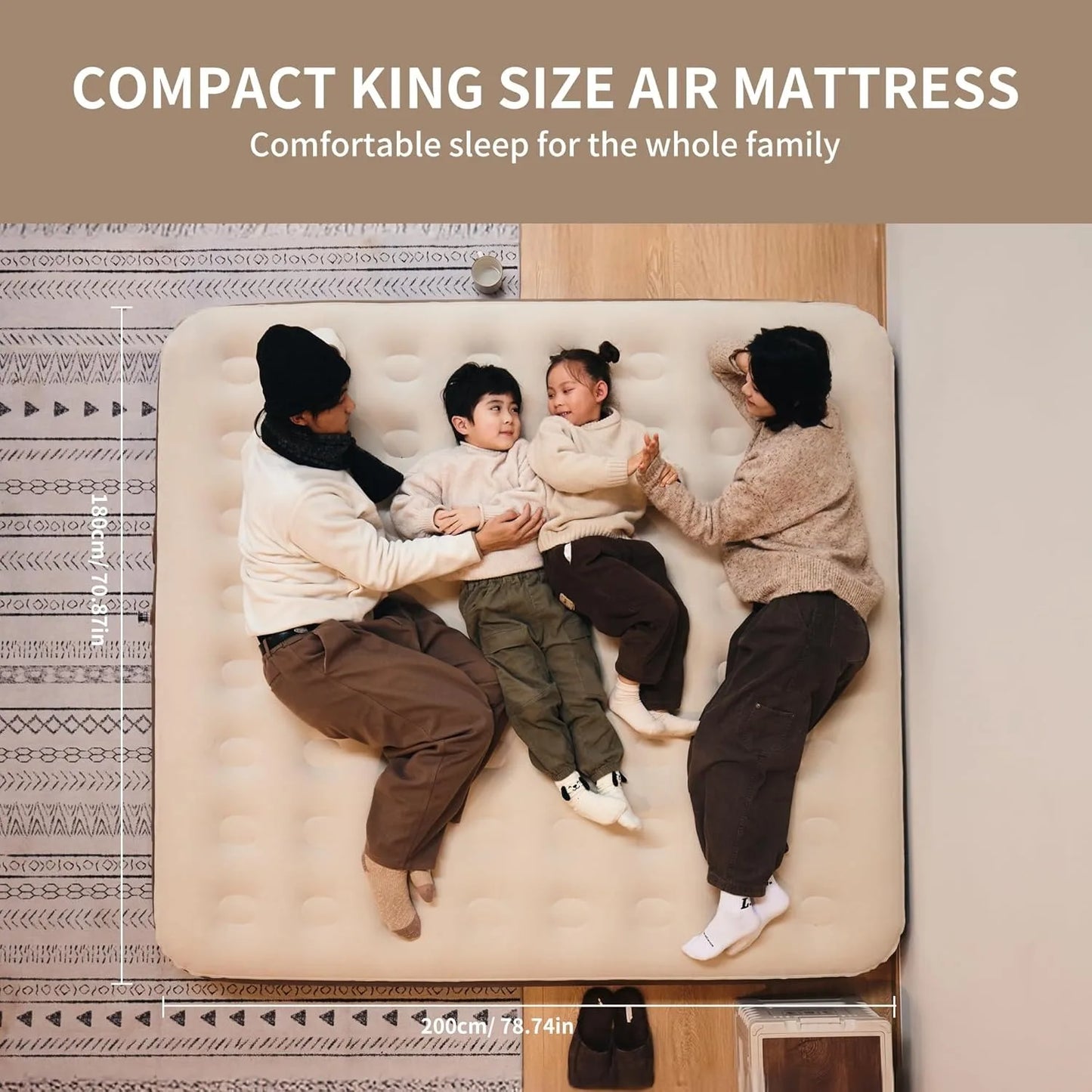 Camping Mattress 3 Person Air Bed with Built-in Pump Outdoor Travel Beach Air Mattress Sleeping Mat 25cm Thickened