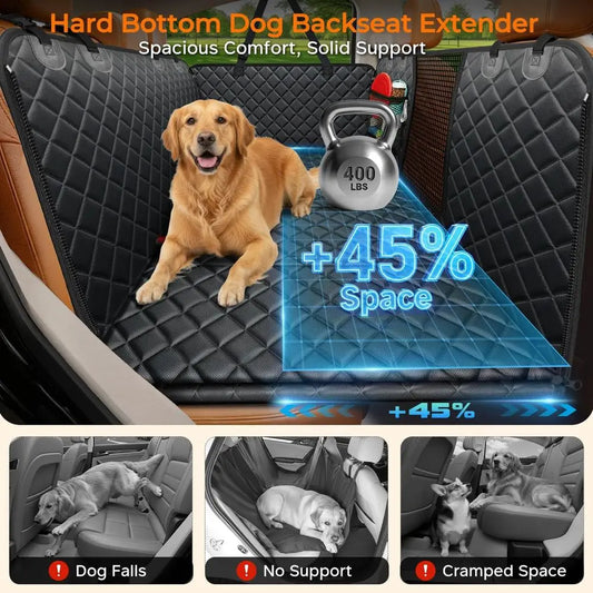 Backseat Extender or Dogs - Hard Bottom Dog Car Seat Cover or Back Seat, Dog Hammock or Car and SUV, Pet Rear Seat Protector for Dog