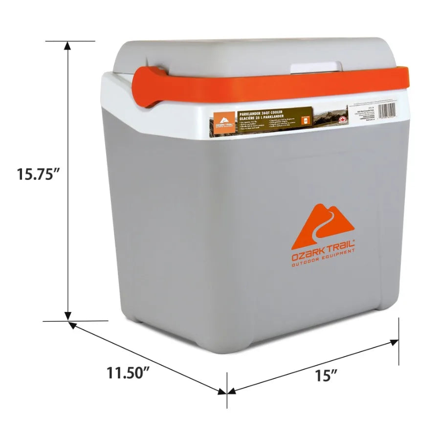 Ice Chest, 25L 26 QT Cooler for Outdoor Camping and Tailgating, Rotomolded Polyethylene, Black, Crush-Proof