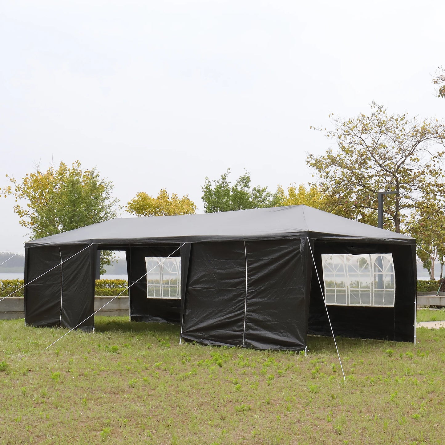 10 x 30 FT Outdoor Party Tent with 8 Removable Sidewalls, Waterproof Canopy Patio Wedding Gazebo, Heavy Duty Iron Frame, Black