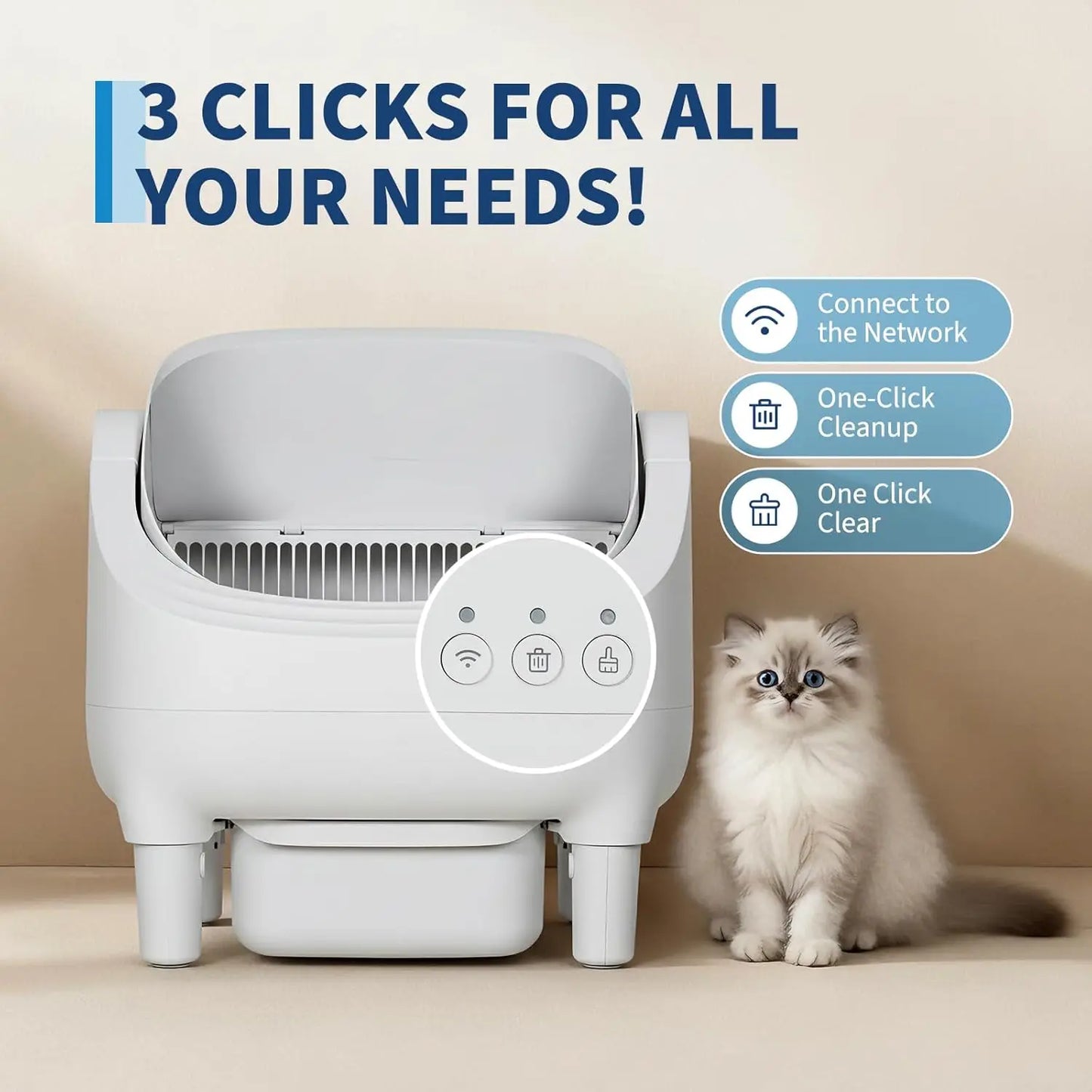 APP-Controlled Automatic Self-Cleaning Cat Litter Box, 10.5L Odor-Free Waste Disposal, Pet Toilet for Cat Hygiene, Pet Products