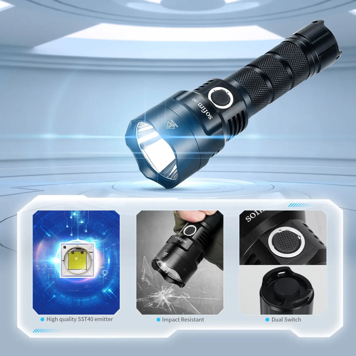 C8G SST40 Powerful LED Flashlight 21700 With Power Indicator Lantern 18650 Torch 2 Groups Ramping SOS Beacon Outdoor