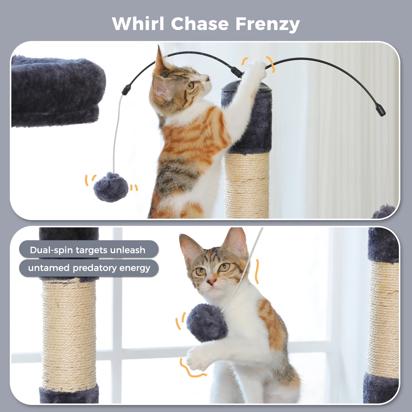 Multi-Level Cat Tree Tower with Sisal Scratching Posts, and Pad Soft Top Perch, Large Cat Condo for Indoor Cat Scratchers, Cat Toys