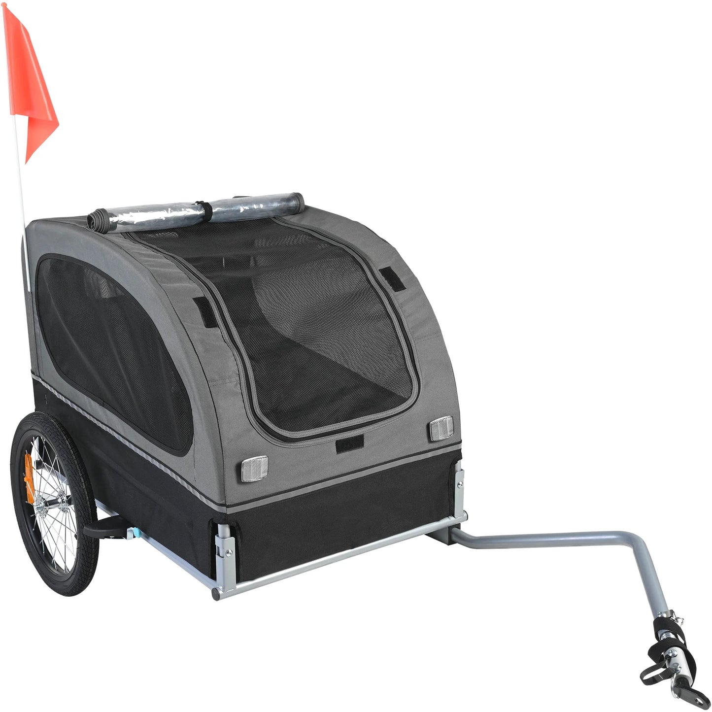88lbs Dog Bike Trailer Pet Cart Bicycle Carrier With Wheels Coupler Reflectors Flag Collapsible to Store for Dogs