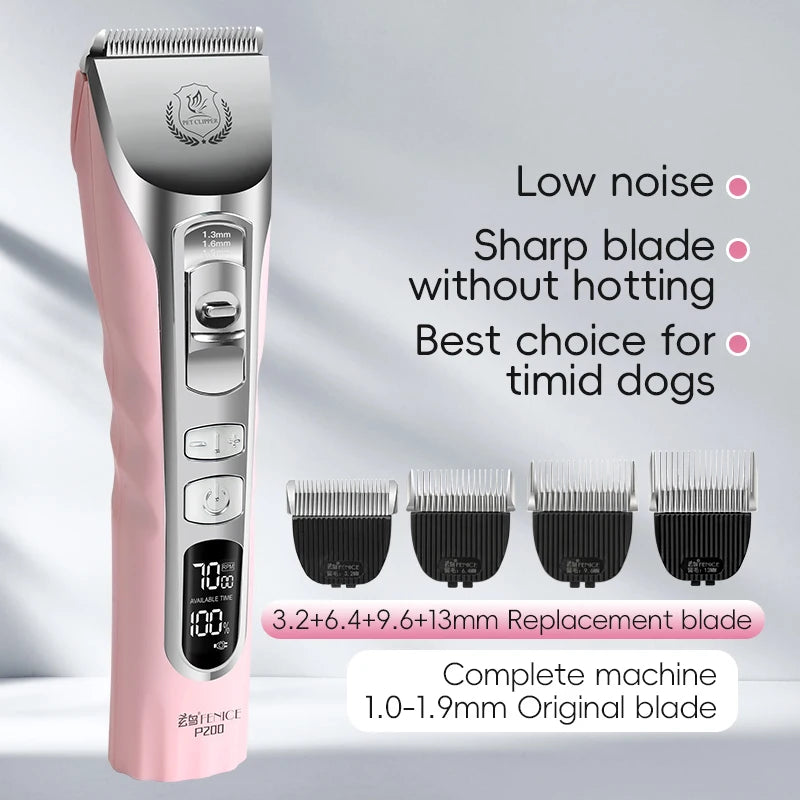 New Upgrade 5000mA Capacity Cordless LCD Screen Pets Dog Grooming Clippers Rechargeable Haircut Shaver for Trimming Salon