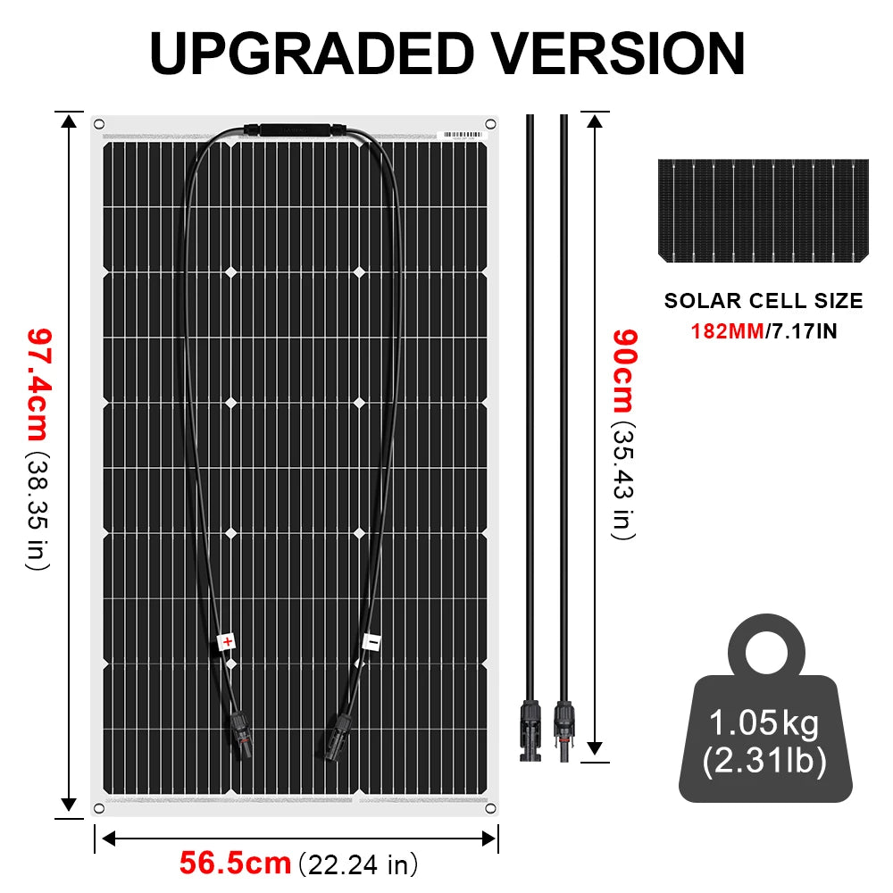 100W Set 200W Set 400W Set 18V Flexible Solar Panel Waterproof Monocrystalline Camping  12V Battery Charging