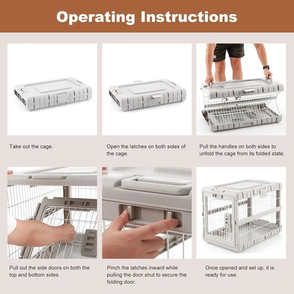 Collapsible Dog Crate or Large Dogs - 36" L Heavy Duty Dog Kennel No Tools Required with 4 Sides Steel Foldable Cage for Dogs