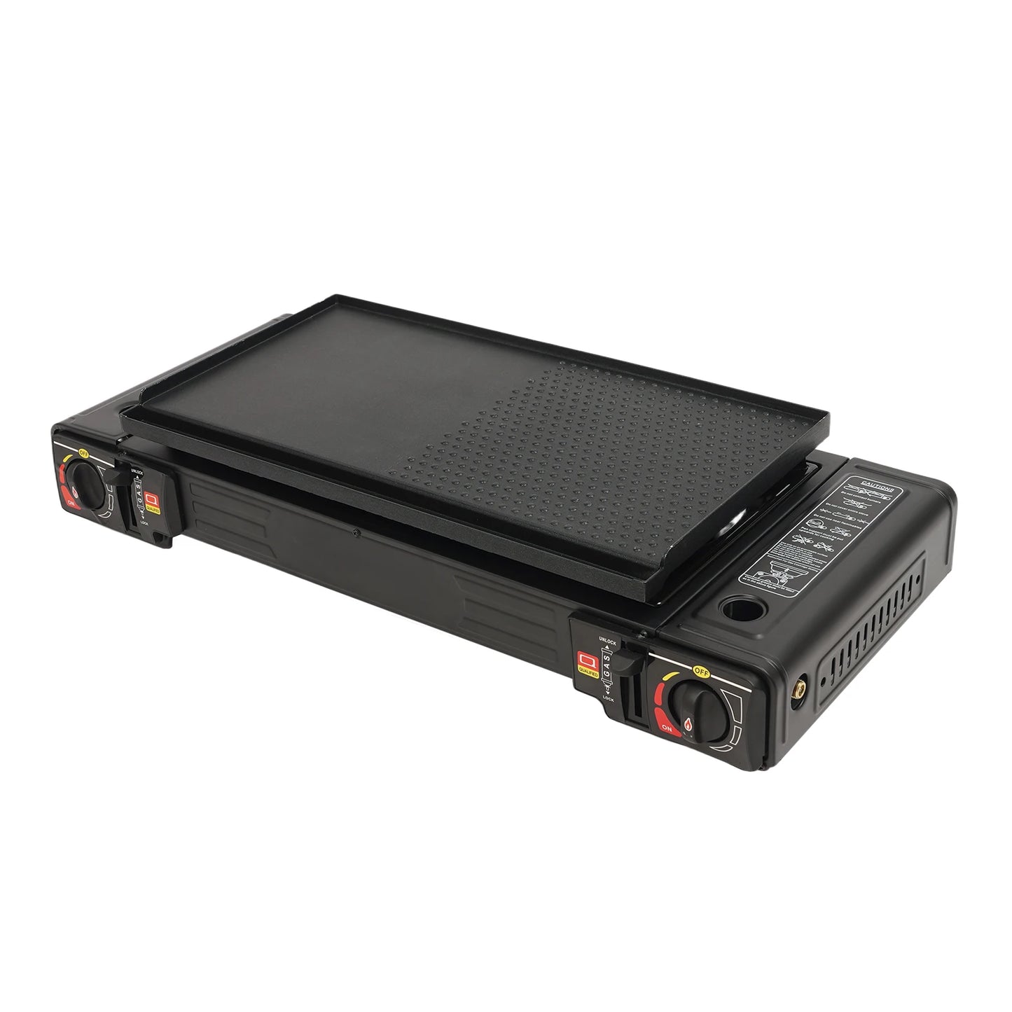 2 Burners Portable Camping Stove, Camping Stove with Baking Tray & Portable Case, 2500W Gas Stove 64cm*29cm*12cm