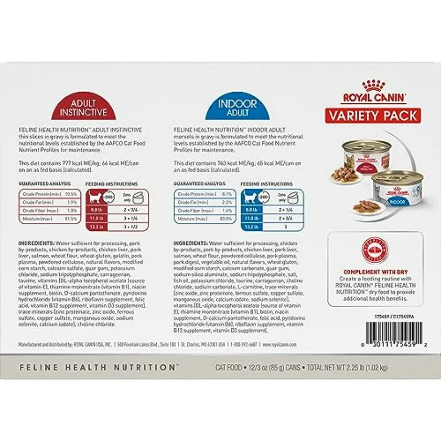 Feline Health Nutrition Indoor Adult and Adult Instinctive Thin Slices in Gravy and Morsels in Gravy Variety Pack Cat Food, 12/3 oz Cans