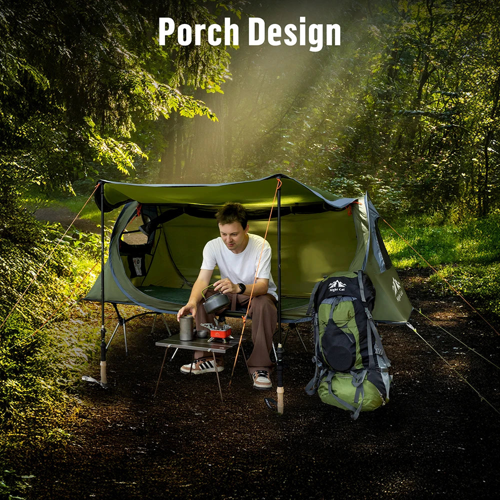 Pop-up Camping Tent: 1 Person Tent Waterproof Instant Easy Setup Tunnel Tent Fits for Camping Cot (Excluded)