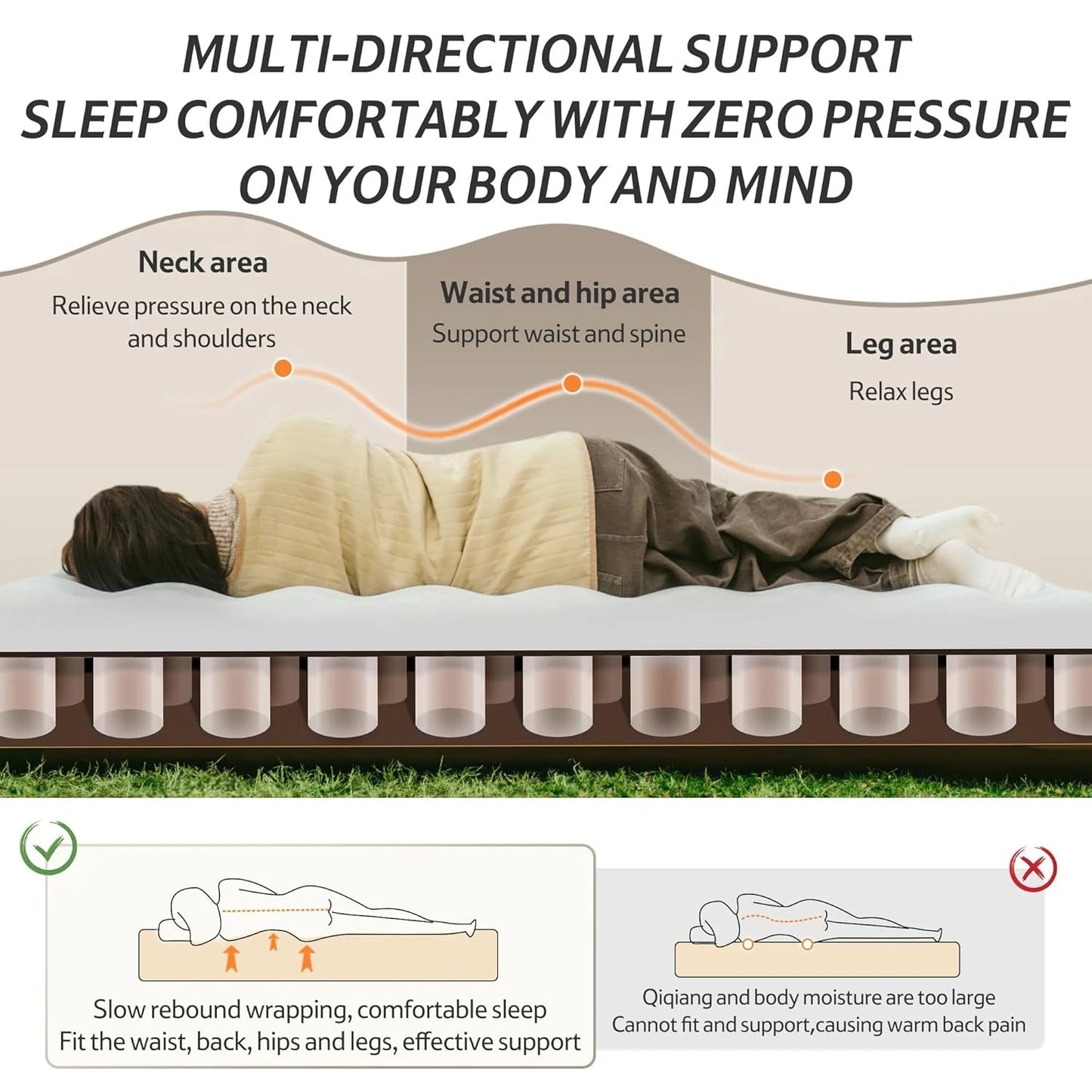 Camping Mattress 3 Person Air Bed with Built-in Pump Outdoor Travel Beach Air Mattress Sleeping Mat 25cm Thickened