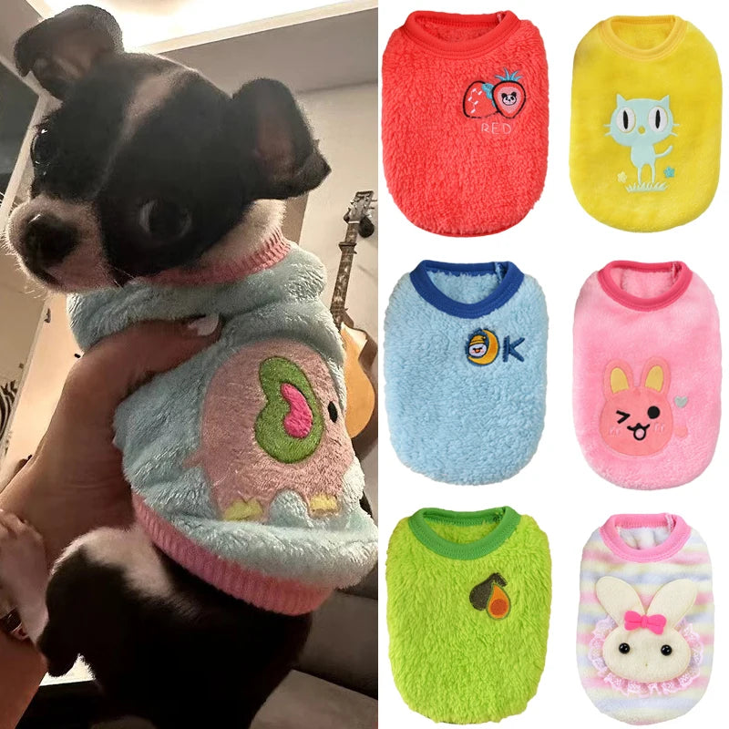 Cute Print Tea Cup Dog Sweater Winter Warm Fleece Pet Clothes for Small Dogs Teddy Chihuahua Puppy Pullovers Mascotas Clothing
