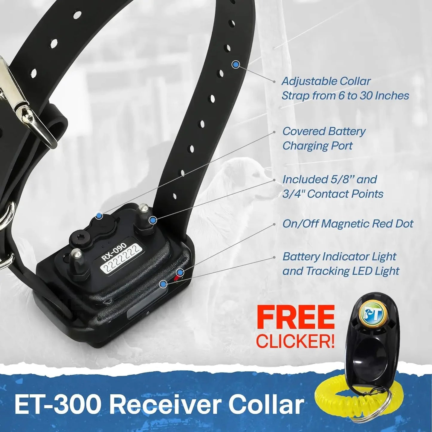 ET-300 Mini E Collar for Dog Training with Remote - 1/2 Mile Range, Waterproof, 100 Blunt Stimulation Levels