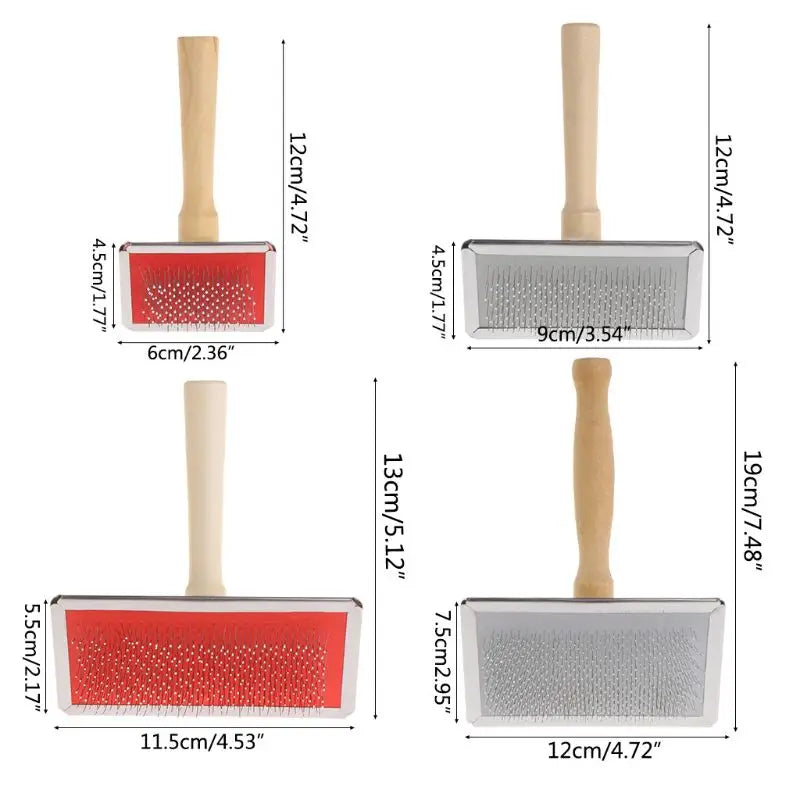 Pet Grooming Comb Shedding Hair Remove Brush Wood Handle Slicker Dog Cat Supply