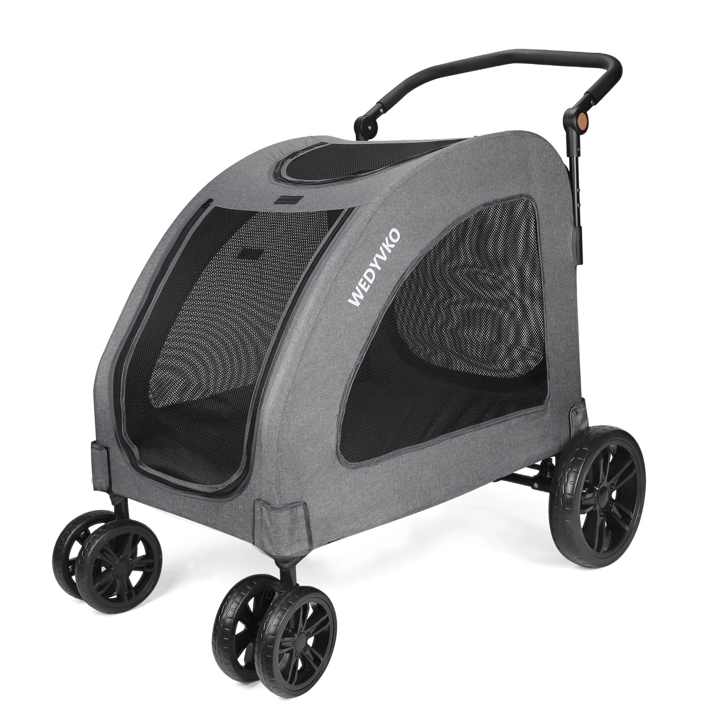 Heavy-Duty Dog Stroller for Large Dogs up to 120 lbs, Foldable Pet Wagon with 360° Wheels, All-Round Ventilation, Front & Rear Z