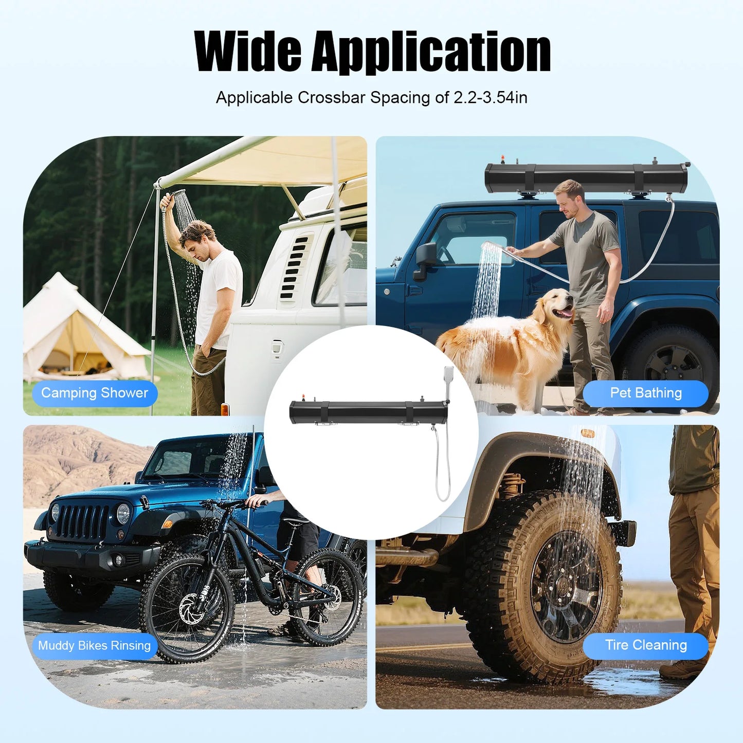 30L Portable Water Tank for Camping, Roof Rack Mount Road Shower, Outdoor Activities Water Supply for Freshwater Washing