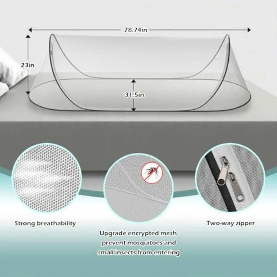 78" * 31" * 23" Large Pop-Up Mosquito Net, Lightweight, Breathable, and Soft Convenient Mesh Tent, Foldable and Durable, Mosquito Net